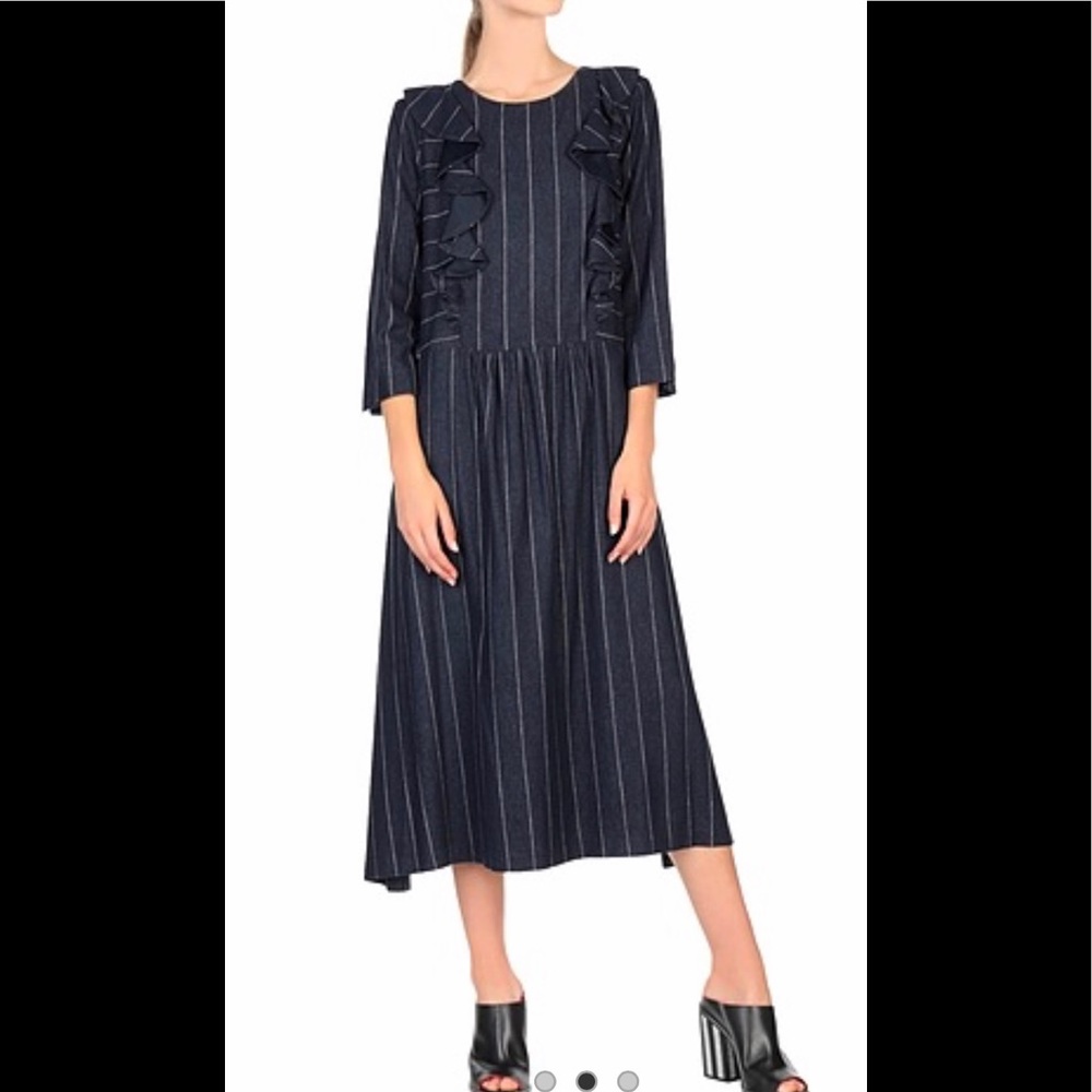 BNWT navy midi dress made in Italy sz 4 wool blend